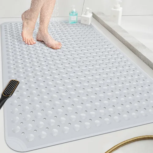 Miniatura 9 de OTHWAY Tapete antideslizante para bañera, 31 x 19 pulgadas, tapete de baño TPE para bañera con orificios de drenaje y ventosas, tapetes