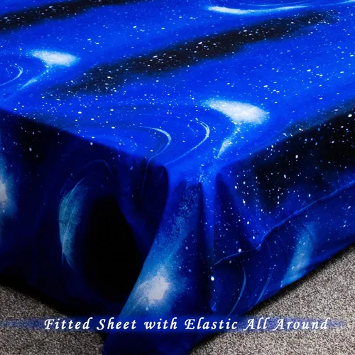 Miniatura 6 de Bedlifes Galaxy Outer Space Juego de Sábanas, con temática de galaxia, 3 piezas, incluye sábana encimera, sábana bajera y 1 funda de almohada