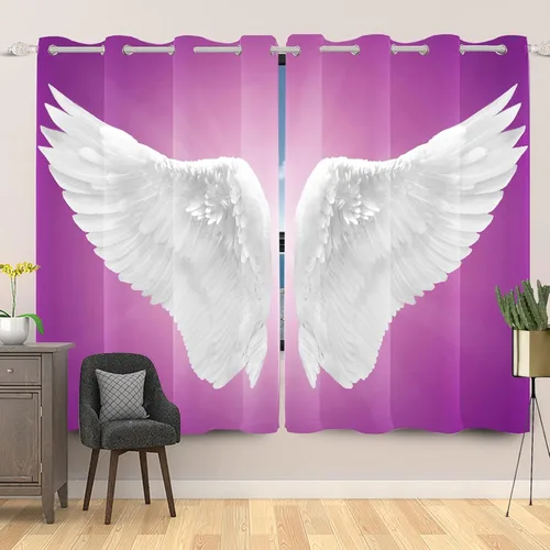 Renaiss Cortinas decorativas de alas de ángel para ventana, alas blancas puras, tratamiento de ventana, cortinas opacas para dormitorio, juegos,