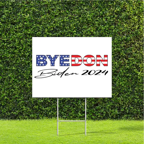 Miniatura 5 de Cartel de campaña electoral de Truth Hope Decency 2024 Biden/Kamala Harris con estaca de metal en H