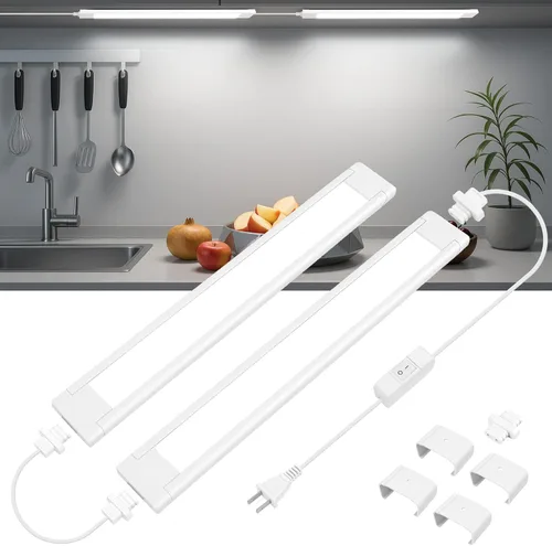 Miniatura 9 de maylit Barra de luz LED ultra brillante enlazable de 14 pulgadas, lámpara apta para inquilinos, luces interiores con cable para armario de cocina