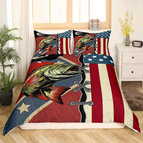 Miniatura 23 de Juego de ropa de cama de oso rústico tamaño individual para mujeres adultas, funda de edredón con estampado de oso salvaje y animales salvajes