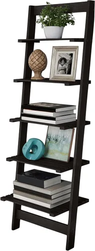 Miniatura 13 de Lavish Home - Estantería de escalera de 5 niveles, estantería inclinada estrecha de 50 pulgadas, estantería de madera para sala de estar, baño