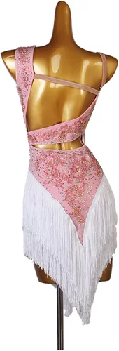 Miniatura 2 de Vestidos de baile latino con flecos para mujer, para competición profesional, Cha Cha, Tango, disfraz de salón de baile