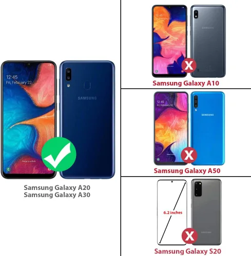 Miniatura 2 de TJS Funda compatible con Samsung Galaxy A20, Galaxy A30, con protector de pantalla de vidrio templado, anillo de metal, soporte magnético, soporte