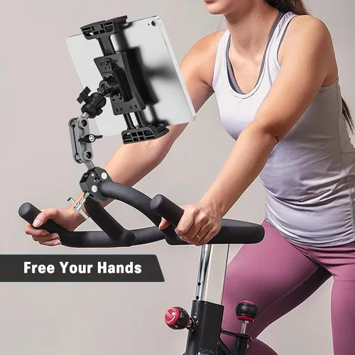 Miniatura 2 de Soporte para tableta para cinta de correr de bicicleta giratoria, soporte para iPad, soporte de manillar de bicicleta estática para bicicleta