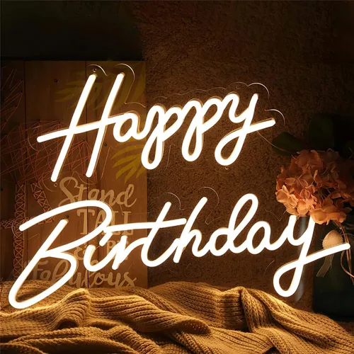 Miniatura 7 de LALAFINA Letreros de neón con luces LED de neón para decoración de telón de fondo de cumpleaños, cualquier edad, decoración de celebración