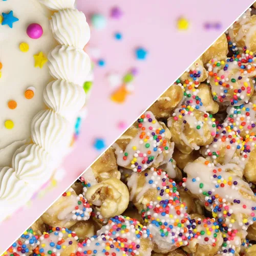 Miniatura 2 de Its Delish - Palomitas de maíz gourmet con sabor a pastel de cumpleaños con temática de pastel de cumpleaños, palomitas de maíz con arco iris sin
