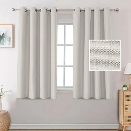 Miniatura 39 de H.VERSAILTEX Cortinas Opacas de Lino de 45 Pulgadas de Largo para Dormitorio/Sala de Estar con Aislamiento Térmico con Ojales, Cortinas con Textura