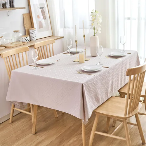 Miniatura 4 de Mantel Rectangular 60 x 84 Pulgadas Geometría Elegante Sedoso Suave Impermeable Lavable Cubierta de Mesa Oblonga para Cocina Comedor Exterior Fiesta