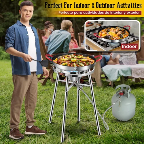 Miniatura 3 de ARC Paella antiadherente - Juego de quemador y soporte de acero inoxidable, juego de paella con cabezal de quemador de propano, bolsa de transporte