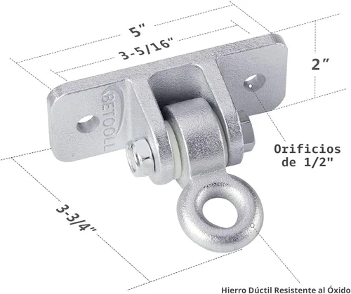 Miniatura 3 de BETOOLL HW9015 Set de 2 colgadores resistentes para hamaca para sets de madera, parque infantil, porche, interior, exterior y ganchos de cierre