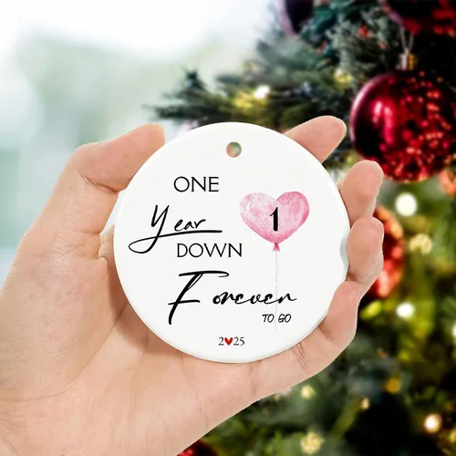 Miniatura 6 de Adorno de 1 año, primer aniversario, regalo para parejas, regalo de aniversario de boda de 1 año, regalos de cerámica de 2.9 pulgadas para adornos
