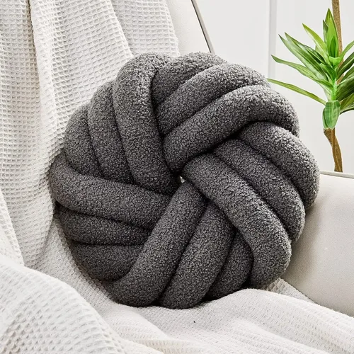 Uvvyui Almohadas de Nudo, Almohadas Decorativas de 14 Pulgadas, Almohadas Redondas, Cojín Suave Hecho a Mano, Almohada de Bola Anudada, Cojín de