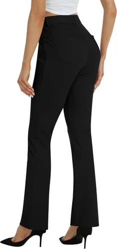 Miniatura 3 de MoFiz Pantalones de yoga para mujer, corte de bota, pantalones de trabajo, elásticos, para oficina, casuales, pantalones de golf pequeñosregular2931
