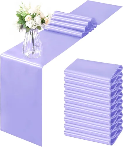 Miniatura 38 de Horbaunal - Juego de 12 caminos de mesa de satén azul claro de 12 x 108 pulgadas, caminos de mesa suaves para bodas, banquetes, fiestas de cumpleaños