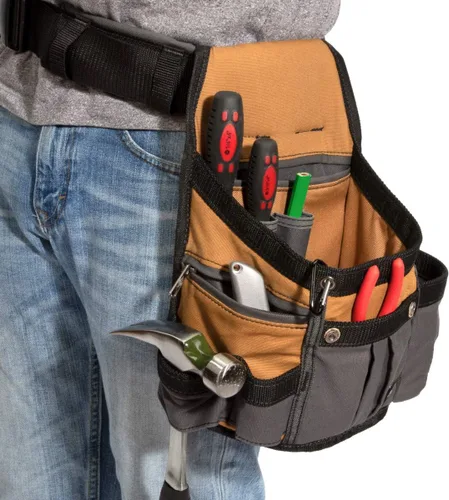 Miniatura 5 de Dickies Cinturón de herramientas acolchado de 8 bolsillos/Bolsa utilitaria, Cinturón ajustable de 3 pulgadas, Construcción de lona duradera, Canela