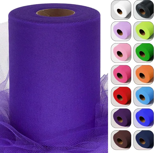 Miniatura 54 de Rollos de tela de tul verde ácido de 6 pulgadas por 100 yardas (300 pies) Cinta de tul para tutú, falda, envoltorio de regalo, decoración de boda