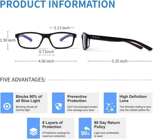 Miniatura 3 de K KENZHOU Paquete de 2 lentes de lectura para hombres/mujeres, mujeres, lectores, lentes de computadora con bloqueo azul, protección UV, reduce