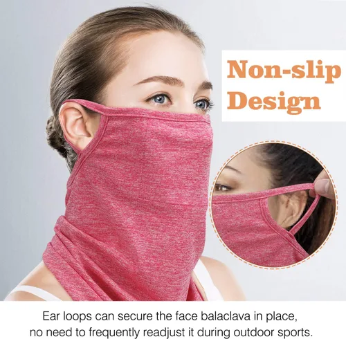 Miniatura 4 de MoKo Scarf Mask Bandana with Ear Loops 3 Pack, Neck Gaiter Balaclava with Filter Pocket UV Protection Mask
