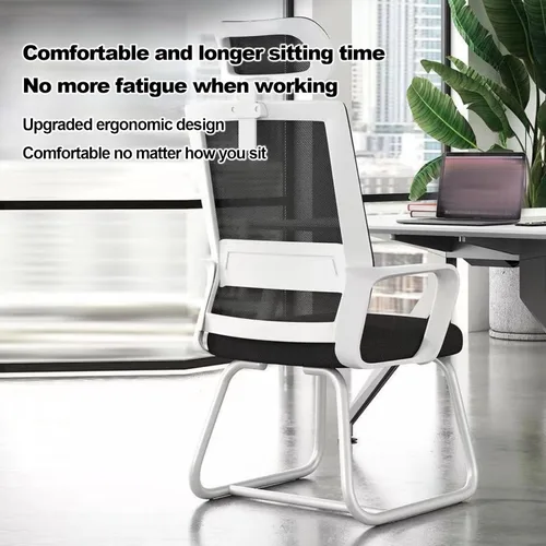 Miniatura 5 de Silla de oficina ergonómica, sillas de escritorio de oficina en casa, silla de oficina de malla, silla ejecutiva de malla con reposacabezas Blanco B