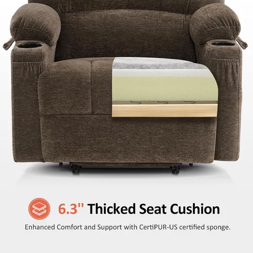 Miniatura 9 de MCombo Silla Reclinable Elevadora Eléctrica de Gran Tamaño para Ancianos, Silla Elevadora con Calor y Masaje, Reclinable Elevadora para Grandes