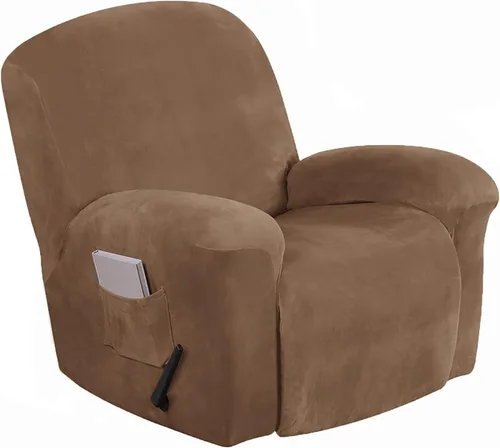 Miniatura 16 de Aedlcal Fundas para sofá reclinable, 10 piezas, fundas de sofá reclinable de felpa de terciopelo con consola central, con bolsillo lateral