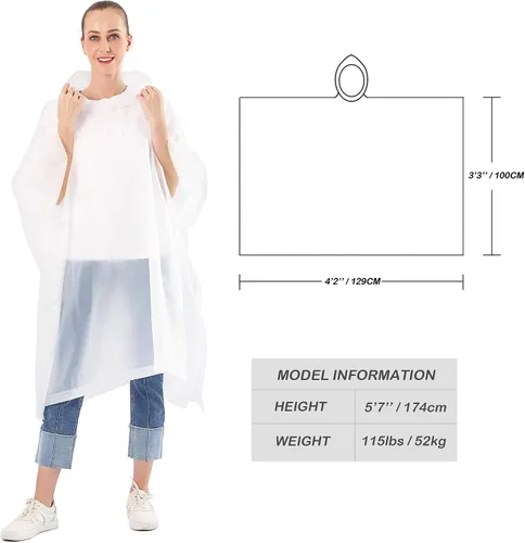Miniatura 17 de ANTVEE Ponchos de lluvia para adultos, impermeable, portátil, reutilizable, paquete de 2 con capucha con cordón, se mantiene seco