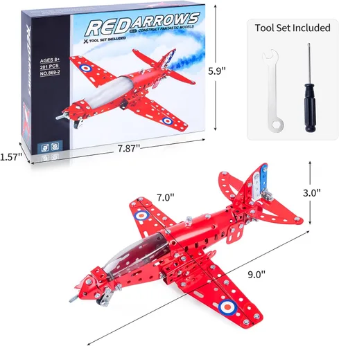 Miniatura 7 de Kit de construcción de avión modelo ensamblado, 201 piezas de kit de construcción de aviones para niños de 8 a 12 años, kit de modelo educativo