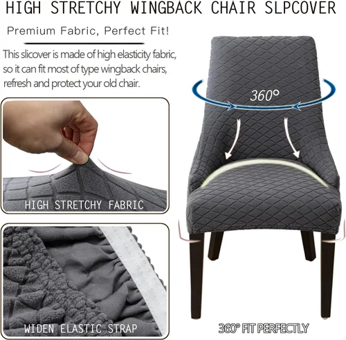 Miniatura 5 de Funda para silla de comedor de tela jacquard, funda para silla de respaldo de alta elasticidad, funda protectora de asiento para silla de comedor