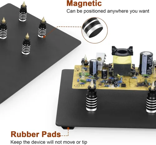 Miniatura 5 de Helping Hands - Soporte magnético para placa de circuito de soldadura, herramientas de tercera mano con lámpara de aumento LED 3X, soporte