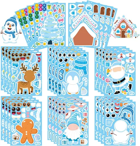 Miniatura 18 de 36 Hojas de Pegatinas de Pascua para Niños, Relleno para Cesta de Pascua, Pegatinas para Hacer Caras, Crea tus Propias Pegatinas de Animales