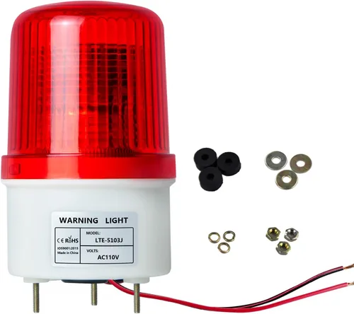 Miniatura 10 de YASONG LTE-1101MJ - Luz de advertencia giratoria con zumbador de 90 dB, AC110V-120V, luces de alarma de baliza industrial, sirena de seguridad