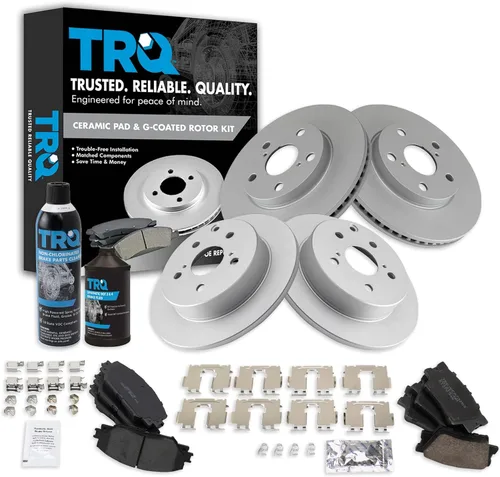 TRQ Kit de pastillas de freno delanteras y traseras y rotores Kit de productos químicos de freno, pastillas de freno Rotor de freno Cerámica Premium
