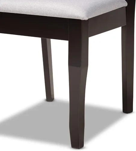 Miniatura 7 de Baxton Studio Mael - Juego de 2 sillas de comedor y sillas de comedor tapizadas de tela gris y acabado marrón oscuro de madera