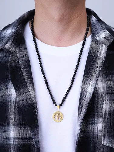 Miniatura 2 de COAI Collar con colgante de árbol de la vida 108 cuentas Japa Mala Piedra