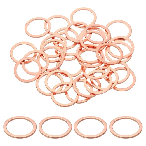 Miniatura 18 de uxcell 75 anillos de sellado de arandela plana M36 de cobre, 1.417 in ID 1.654 in OD 0.059 in de grosor, arandelas de trituración de cobre, junta