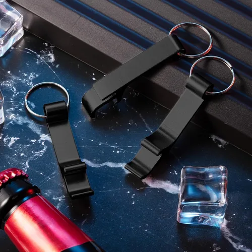 Miniatura 6 de Boao 150 piezas de metal abridor de botellas dividido llavero llavero de aluminio a granel barra de garra de bolsillo de soda bebida cerveza Negro
