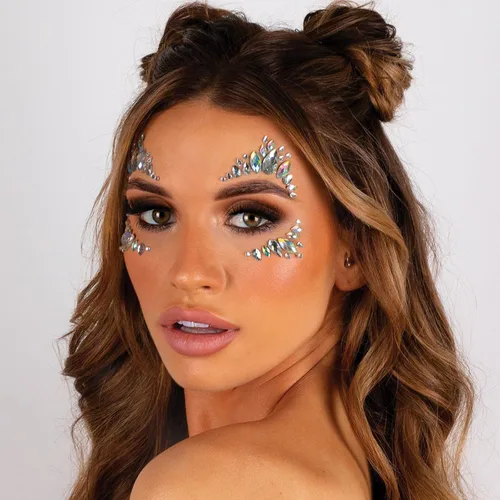 Miniatura 7 de 9 hojas de diamantes de imitación autoadhesivos para maquillaje, ojos con purpurina, gemas para el rostro, joyas para el cuerpo, joyas
