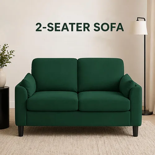 Miniatura 4 de 57" Small Loveseat Sofa, Mid Century Modern Love Seat Couch with Back Cushions and Plastic Legs, 2 Seater Couches for Living Room, Bedroom, Small