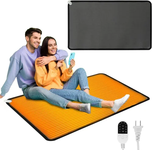 QOUBAI Alfombra Calefactora de Suelo de PVC de 110V Calentador para Calentador de Pies Debajo del Escritorio 31.5 x 20 Pulgadas Almohadilla Negro