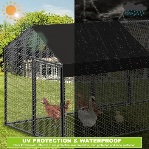 Miniatura 3 de Gallinero de metal para 8-12 pollos de 118 x 40 x 40 pulgadas, corrida grande para patio con cubierta, jaula portátil para aves de corral