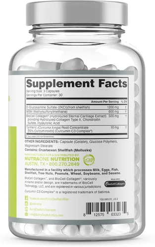 Miniatura 3 de NutraOne JointOne - Suplemento articular para mujeres y hombres para ayudar a mantener la salud de las articulaciones con colágeno, glucosamina