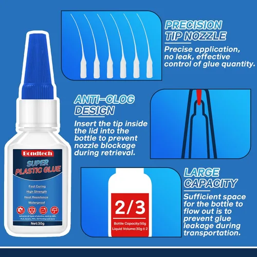 Miniatura 5 de Pegamento de plástico de 1.06 oz, súper pegamento para plástico, adhesivo transparente fuerte para miniaturas, modelo, PLA, impresión 3D, acrílico