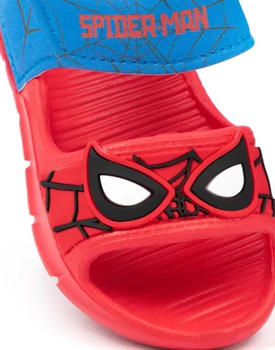Miniatura 7 de Marvel Sandalias Spider-Man para niños, deslizadores de superhéroes con correa de apoyo para niños pequeños, calzado rojo y azul