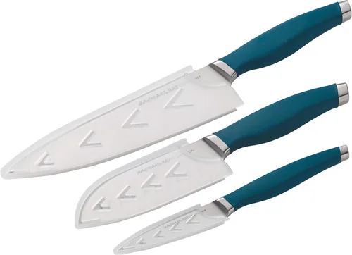 Miniatura 6 de Rachael Ray Cutlery - Juego de cuchillos japoneses de acero inoxidable con fundas, cuchillo de chef de 8 pulgadas, cuchillo Santoku de 5 pulgadas