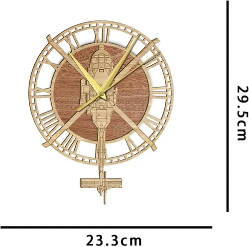 Miniatura 3 de The Geeky Days HH-60J Jayhawk Helicóptero de Rescate Militar Silencioso Cuarzo Reloj de Pared de Madera Aviación Decoración del Hogar Marina