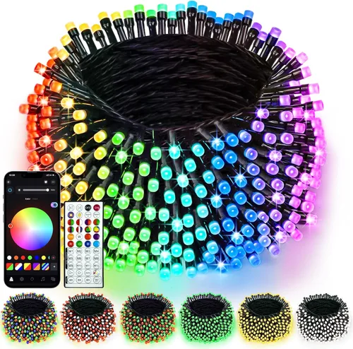 Miniatura 10 de Luces de Navidad controladas por voz con control remoto, cadena de 300 luces LED de 99 pies para interiores y exteriores con 12 modos, 3