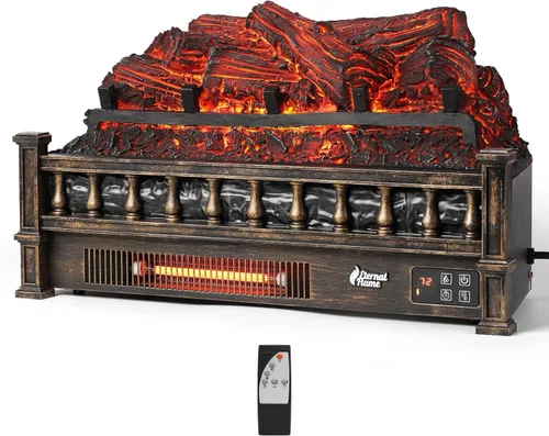 Miniatura 10 de TURBRO Eternal Flame - Calentador eléctrico de cuarzo infrarrojo WiFi de 30 pulgadas con sonido crujiente, troncos de madera de pino realistas