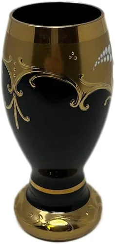 Miniatura 5 de Cristal bohemio SLAVIA Glassworks Hecho a mano de alto esmaltado pintado agua/cerveza Set color negro 7 unids